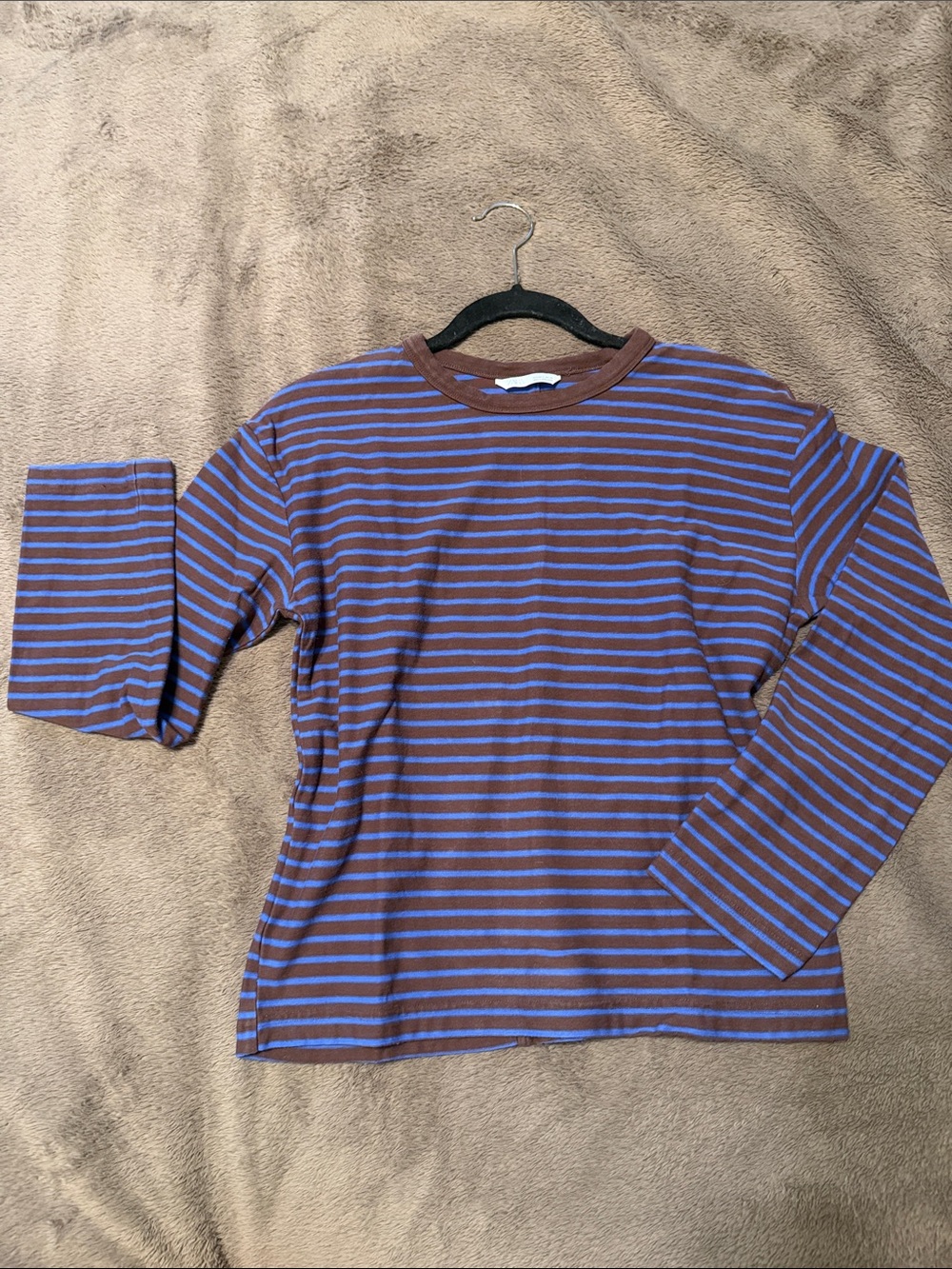 Zara Brown and Blue Striped Long Sleeve Tee